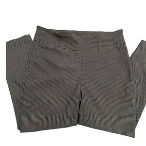 Ava & Grace Black White Micro Check Ankle Pants PXL Petite Stretch Pull On
